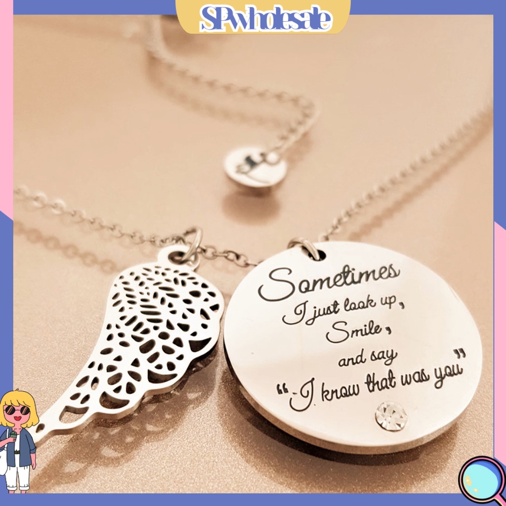 &lt;SPwholesale&gt; Vòng cổ Mặt Hình Cánh Thiên Thần Kim Cương Tròn Bằng Hợp Kim Mặc Hàng Ngày Đẹp Mắt