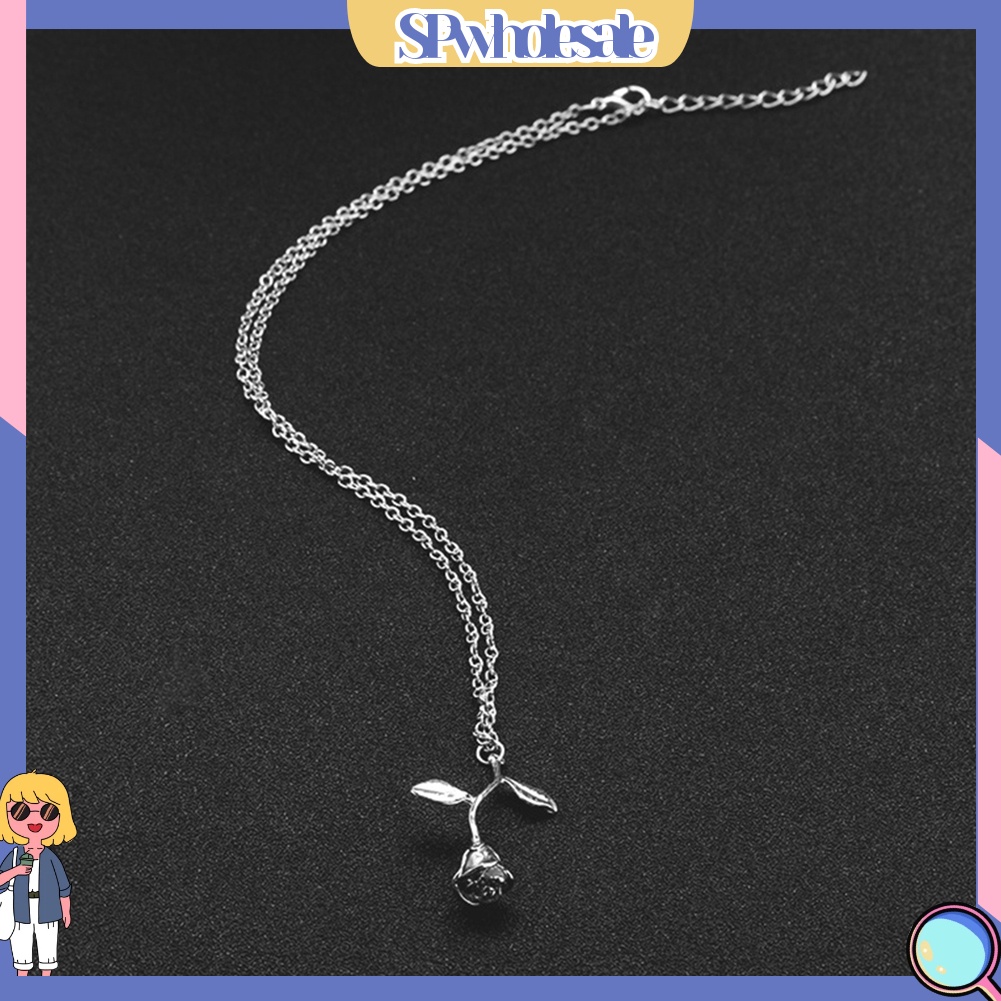 &lt;SPwholesale&gt; Vòng cổ Hợp Kim Dáng Dài Mặt Hình Hoa Hồng Thời Trang Cho Nữ