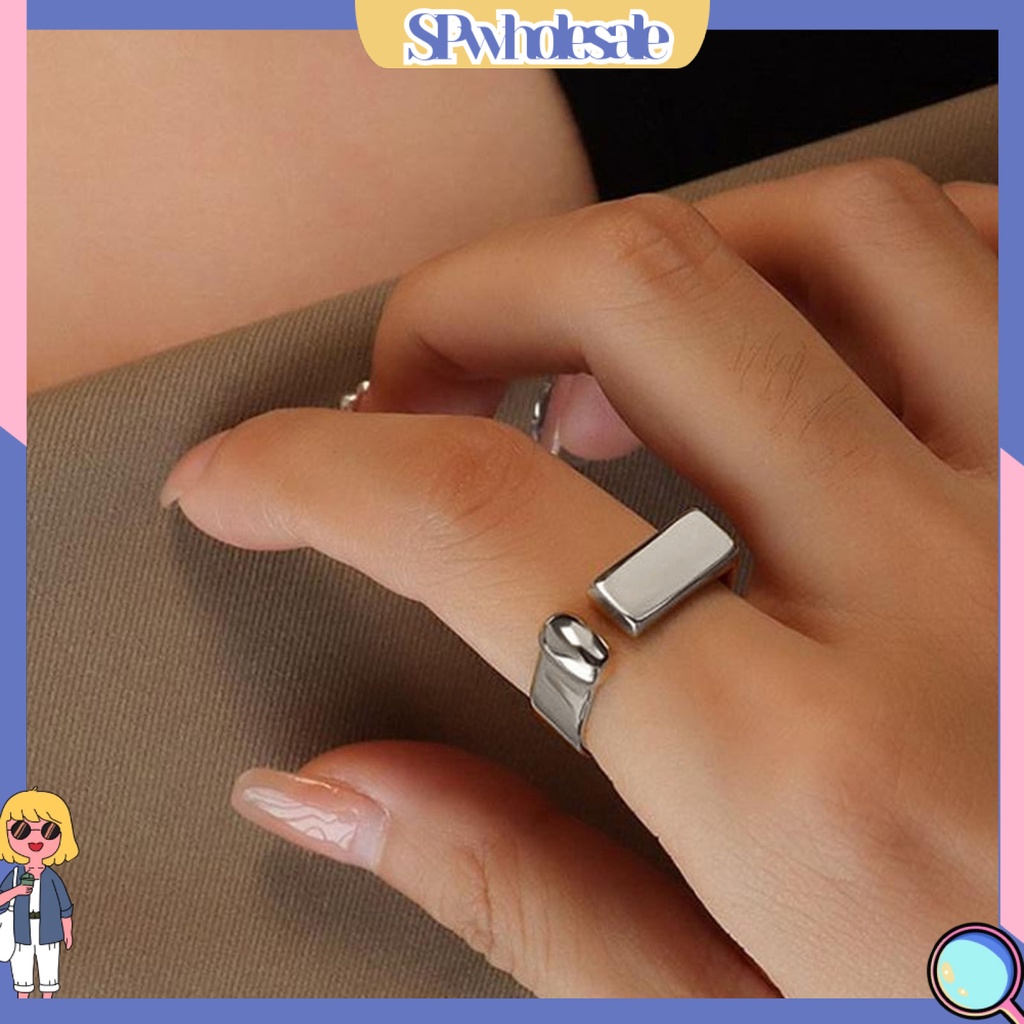 <SPwholesale> Nhẫn Hở Bản Rộng Bằng Hợp Kim Đơn Giản Cho Nam Và Nữ