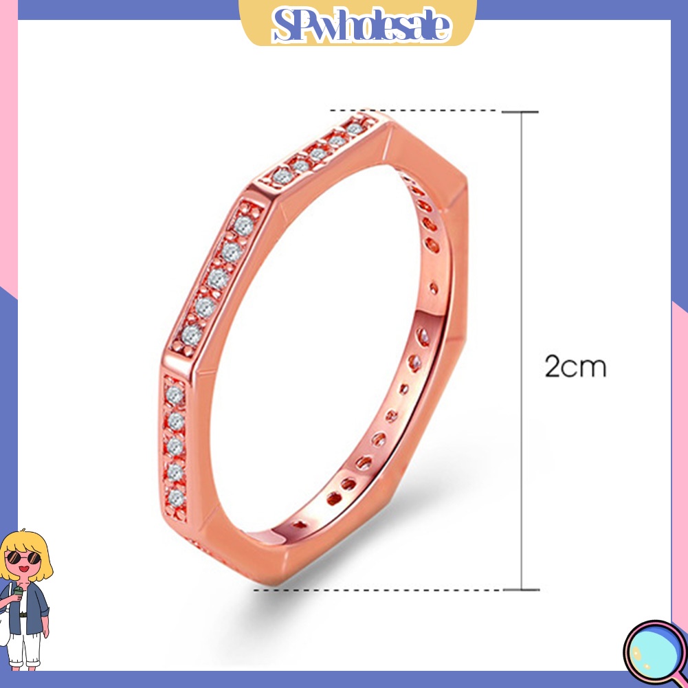 <SPwholesale> Nhẫn Hình Đa Giác Đính Đá Phong Cách Đơn Giản Cho Nam Và Nữ