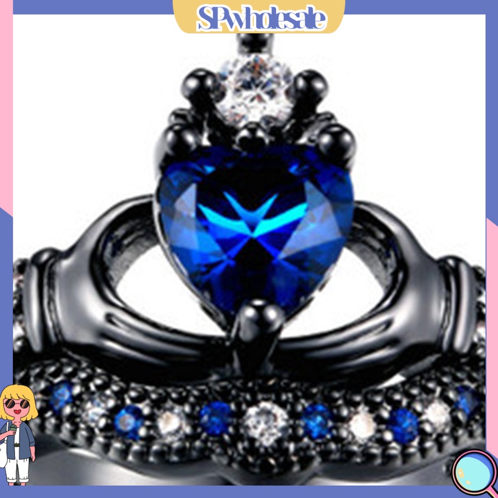 &lt;SPwholesale&gt; Nhẫn Cặp Bằng Thép Không Gỉ Đính Đá Lấp Lánh