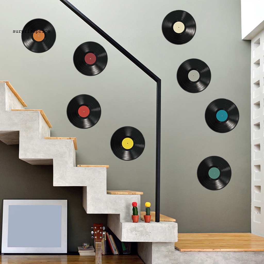1 Set Decal dán tường Nghệ Thuật Kiểu Đĩa Hát Cổ Điển Dùng Trang Trí Nhà