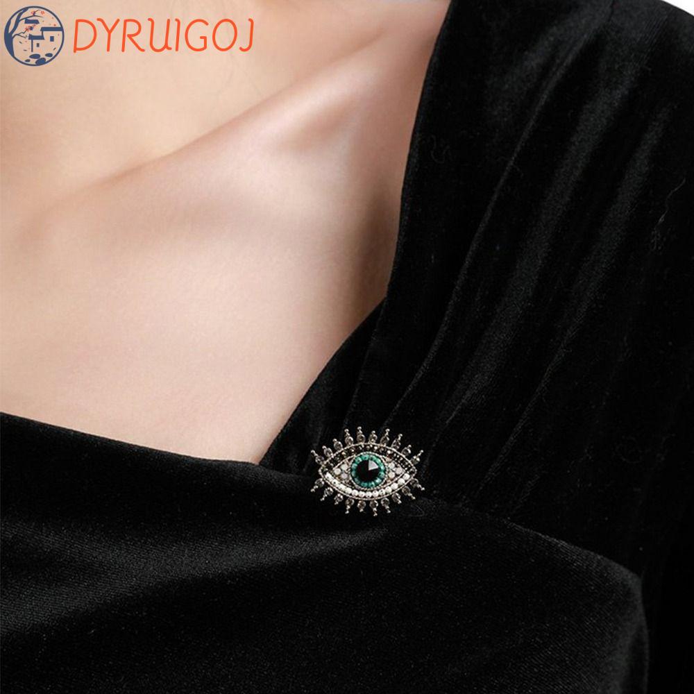 Trâm Cài Áo Hình Đôi Mắt Xanh Đen Bằng Hợp Kim Phong Cách Vintage Thời Trang Cho Nữ