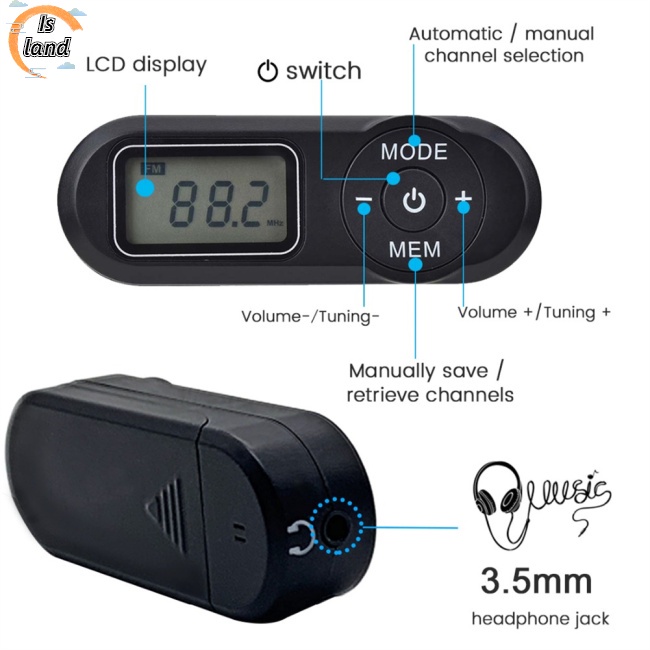 Đài FM Bỏ Túi Có Màn Hình Lcd Và Dây Đeo Cổ Kích Thước 64-108Mhz 3.5mm