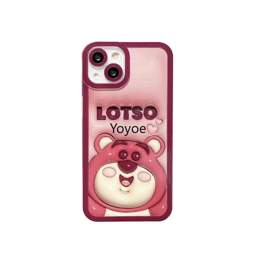 Ốp Điện Thoại Silicon Mềm Trong Suốt Chống Sốc In Hình Gấu Dâu Tây Cho iPhone 14 13 12 11 Pro Max 7 8 Plus X XS XR SE