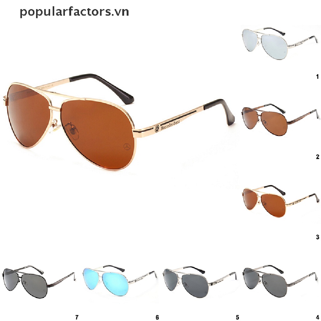 Kính Mát Phân Cực Gọng Kim Loại Phong Cách Vintage Mercedes Benz