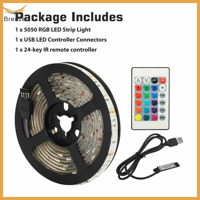 Dây Đèn Led Usb 5050 Rgb Nhiều Màu Chống Nước Kèm Điều Khiển Từ Xa