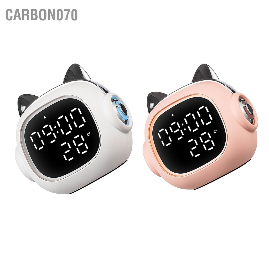 Carbon070 Đồng hồ báo thức mini thông minh có loa Bluetooth Đèn ngủ kỹ thuật số nhỏ dễ thương cho trẻ em