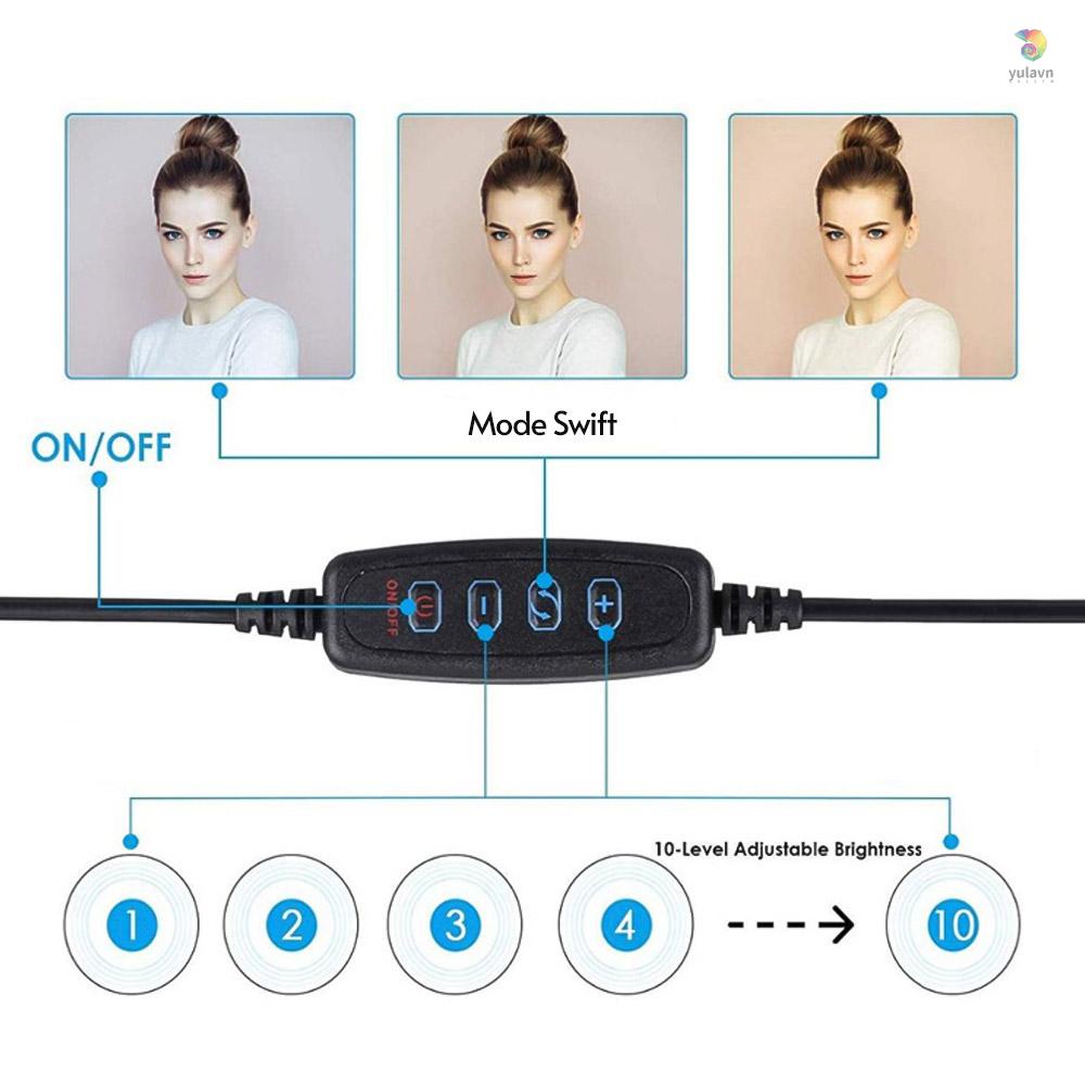 Đèn LED Hình Tròn 10inch / 26cm Gắn Giá Đỡ Ba Chân Hỗ Trợ Chụp Ảnh