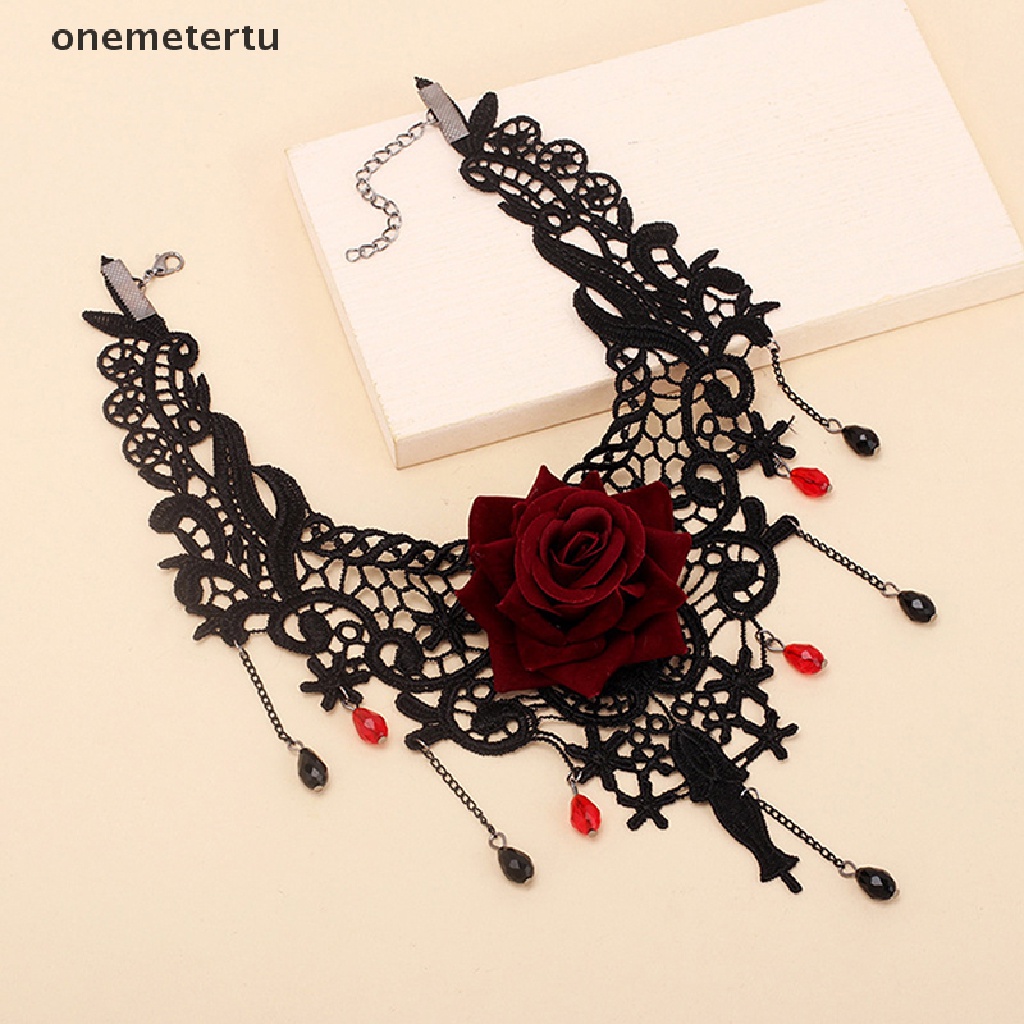 Vòng Cổ Choker Ren Phối Tua Rua Phong Cách Gothic Cổ Điển Cho Nữ