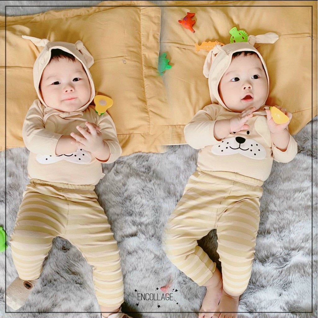 SALE BỘ THUN LẠNH KÈM MŨ SỌC CÚN MINKY MOM CAO CẤP