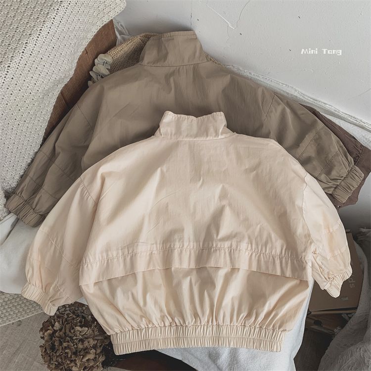Knock on Fan ~ Áo Khoác Cardigan Cổ Đứng Phối Khóa Kéo Phong Cách Nhật Bản Nhật Bản Thời Trang Xuân Thu Cho Bé Trai Bé Gái