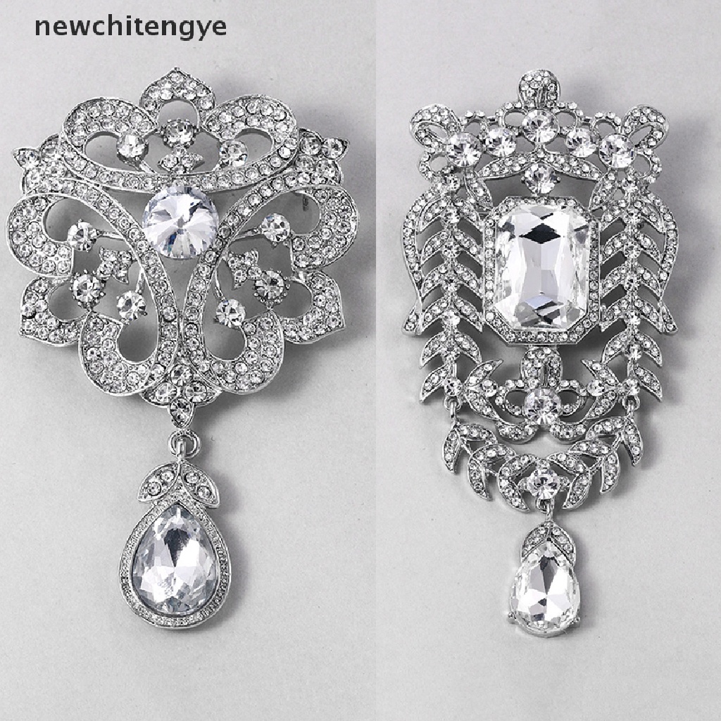 Ghim Cài Áo Hình Giọt Nước Đính Đá Pha Lê Phong Cách Vintage Thời Trang Cho Nữ