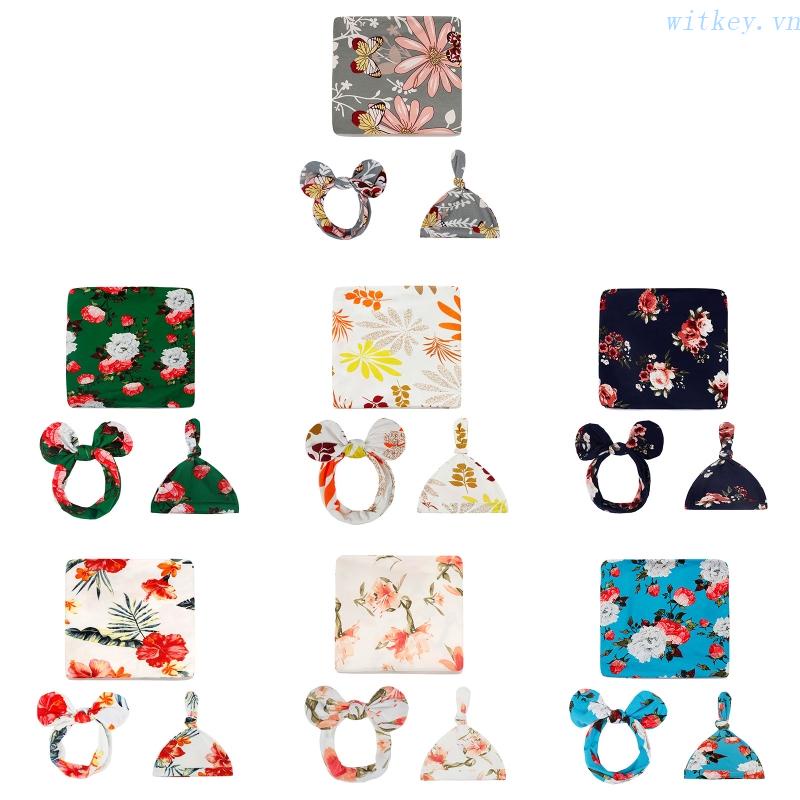 Bộ 3 Món Chăn Quấn + Nón + Băng Đô Xinh Xắn Cho Bé Sơ Sinh