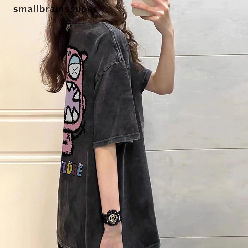 Áo Thun Ngắn Tay Cổ Tròn Dáng Rộng In Họa Tiết Kiểu Retro Mỹ Xinh Xắn Cho Nữ