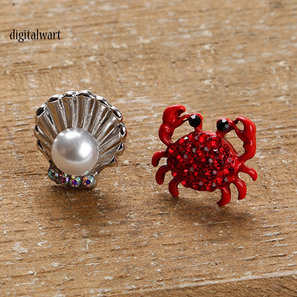 Kỹ Thuật Số| Khuyên Tai Hình Con Cua Đính Đá Và Ngọc Trai Dễ Thương Cho Nữ