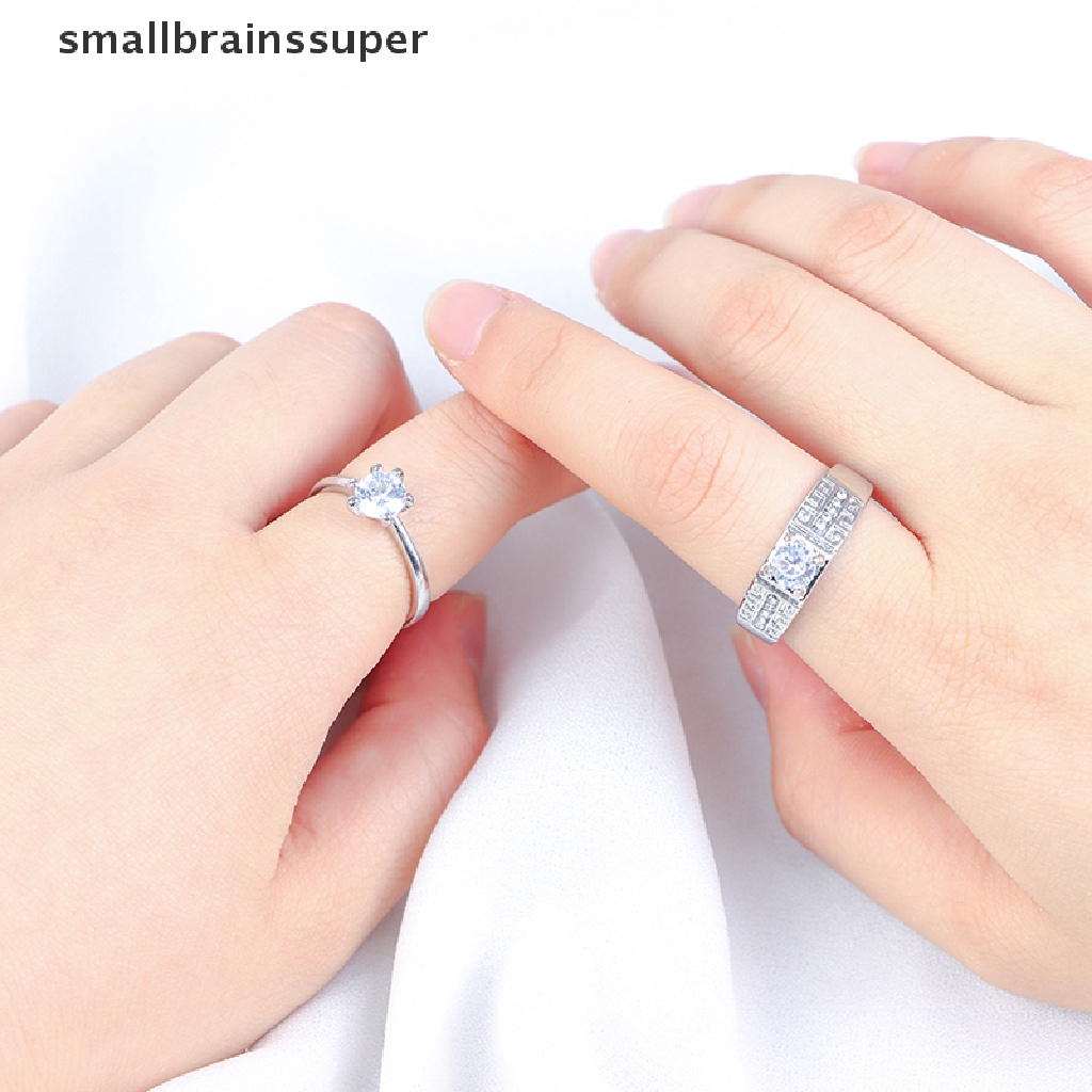 1 Cặp Nhẫn Đính Hôn Đính Đá Cổ Điển Có Thể Điều Chỉnh Kích Thước Dành Cho Cặp Đôi SBS