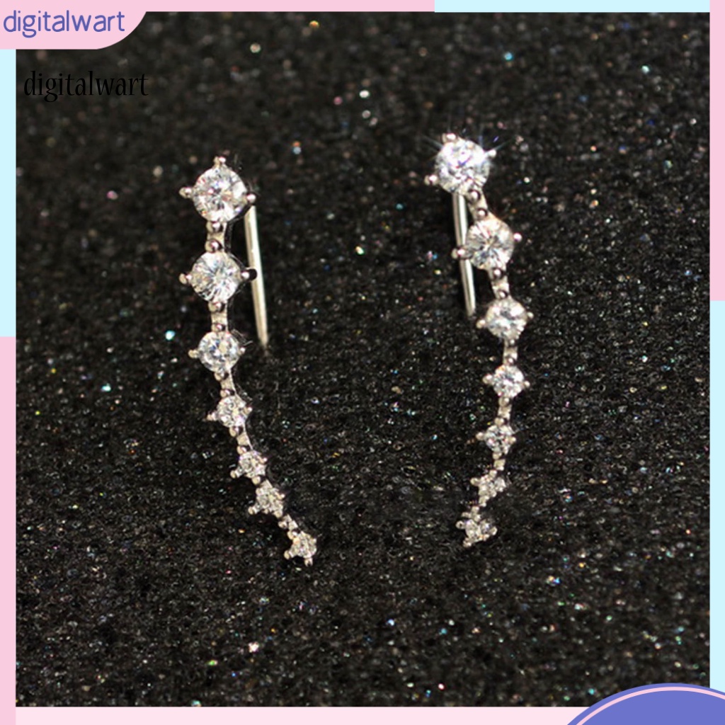 Kỹ Thuật Số| 1 Đôi Bông Tai Chữ C Đính Đá Sáng Bóng Phong Cách Hàn Quốc Dành Cho Nữ