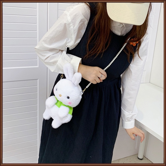 Túi Đeo Chéo Vai Hình Thỏ Hoạt Hình Có Khóa Kéo Thời Trang Dễ Thương Cho Nữ