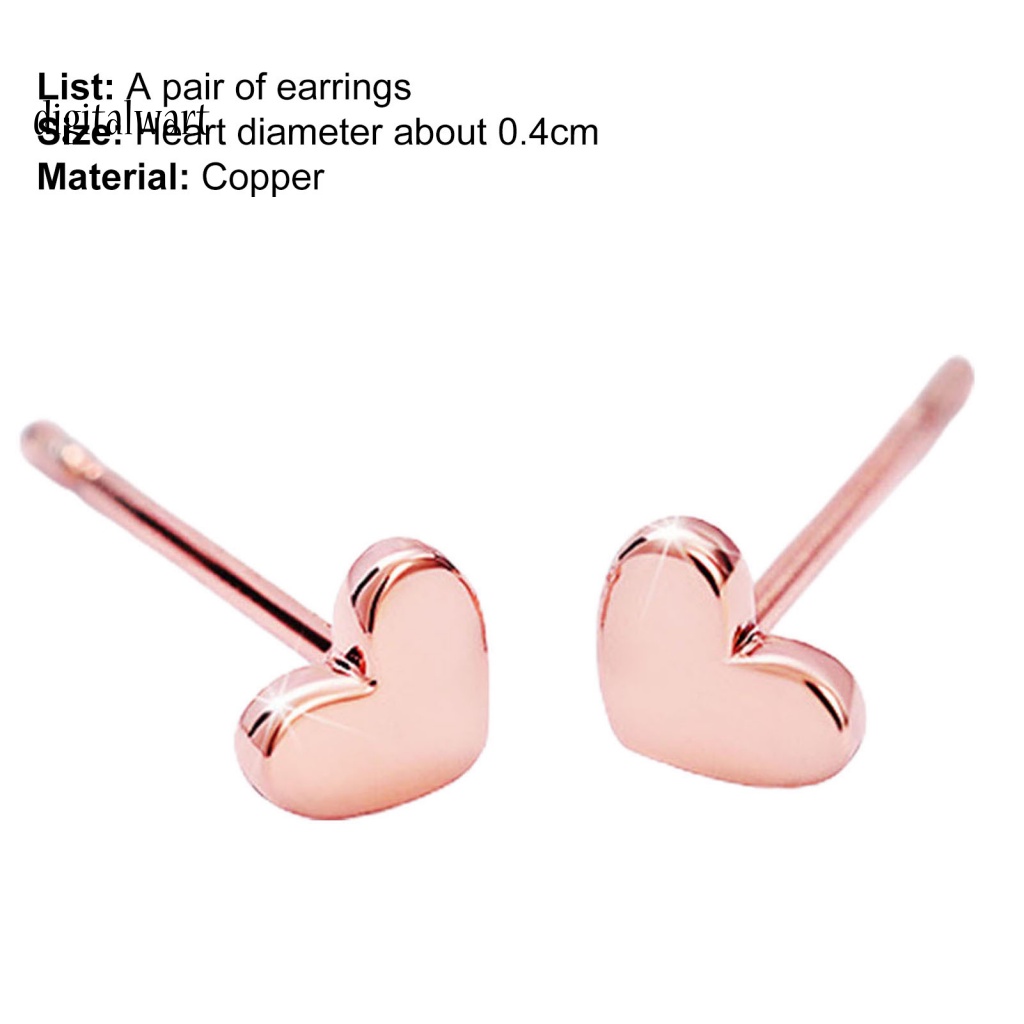 Kỹ Thuật Số| 1 Cặp Bông Tai Hình Trái Tim Bề Mặt Mịn Thanh Lịch Sáng Bóng