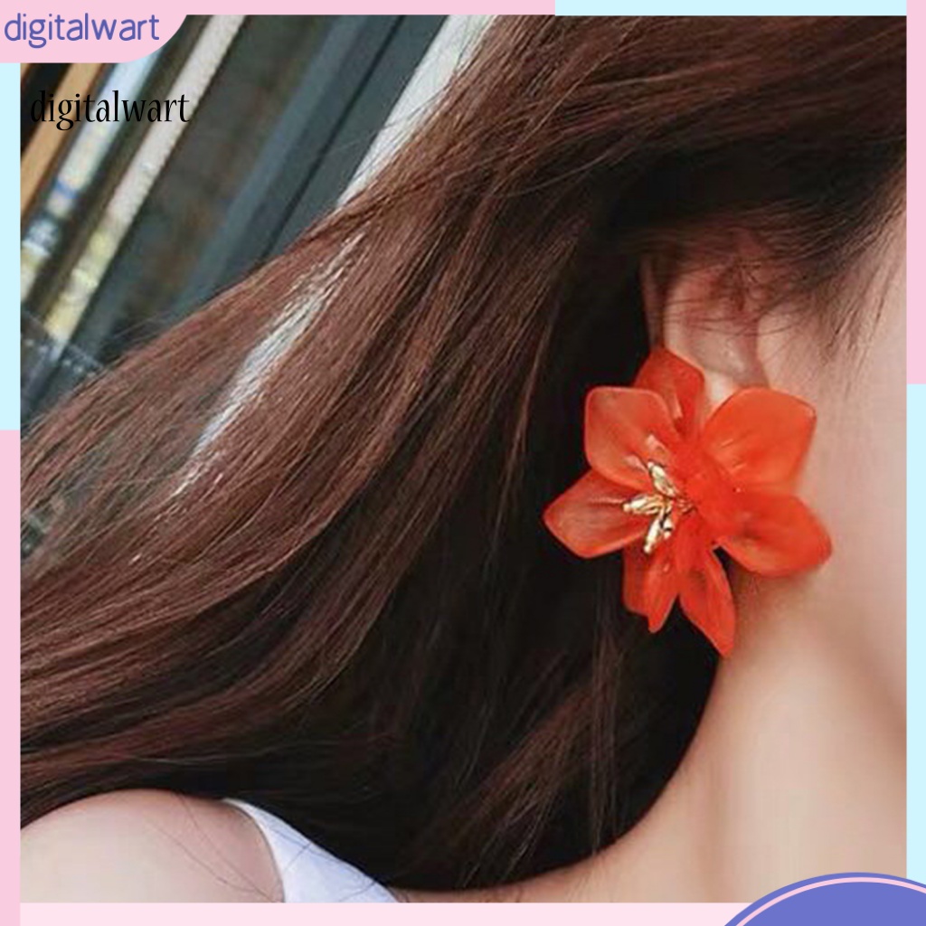 Kỹ Thuật Số| 1 Đôi Bông Tai Kẹp Hình Hoa Bằng Acrylic Phong Cách Vintage Thanh Lịch