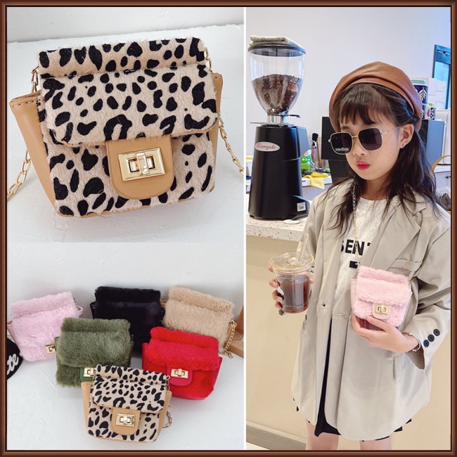 Túi Đeo Chéo Vai Bằng Vải Bông Họa Tiết Da Báo Màu Sắc Thời Trang Sành Điệu Cho Trẻ Em