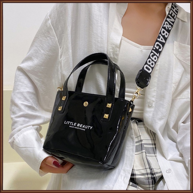 Túi Đeo Chéo Vai Bằng Da Nhân Tạo In Chữ Có Khóa Nam Châm Dành Cho Nữ