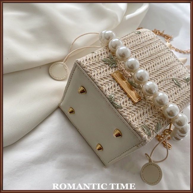 Túi Đeo Vai Hình Vuông Đính Ngọc Trai Thời Trang Dành Cho Nữ