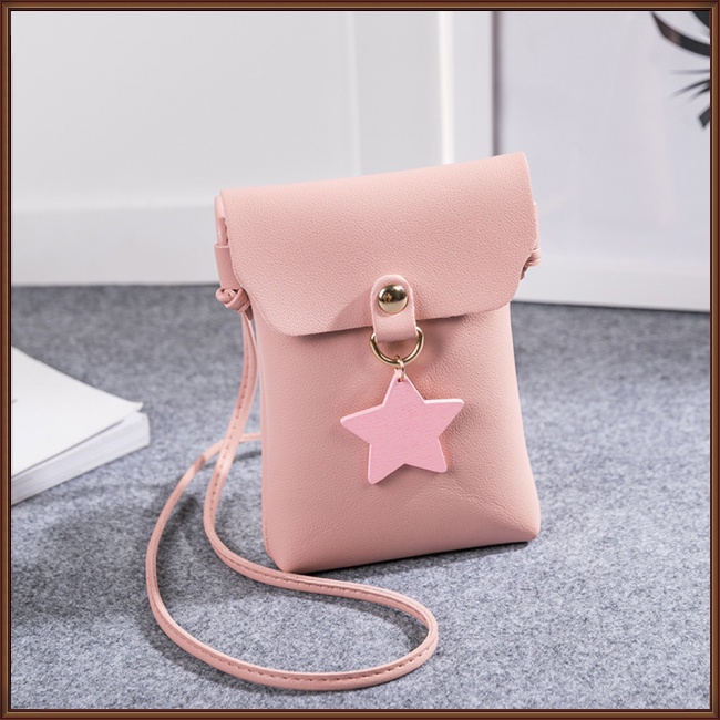 Túi Da Đeo Chéo Hình Vuông Nhỏ Đính Ngôi Sao Thời Trang Cho Nữ