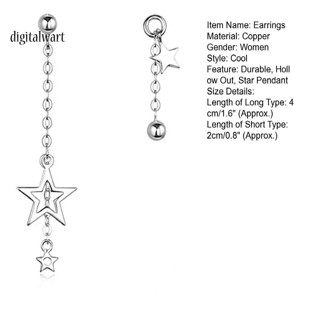 Kỹ Thuật Số| 1 Đôi Bông Tai Dáng Dài Mặt Ngôi Sao Phối Tua Rua Màu Sắc Ngọt Ngào Thời Trang