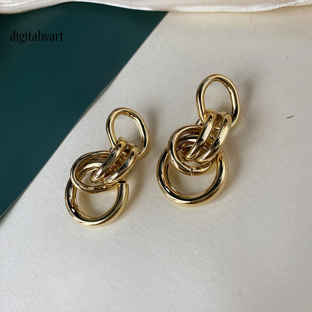 Kỹ Thuật Số| 1 Đôi Bông Tai Tròn Rỗng Bằng Kim Loại Phong Cách Vintage Dành Cho Nữ