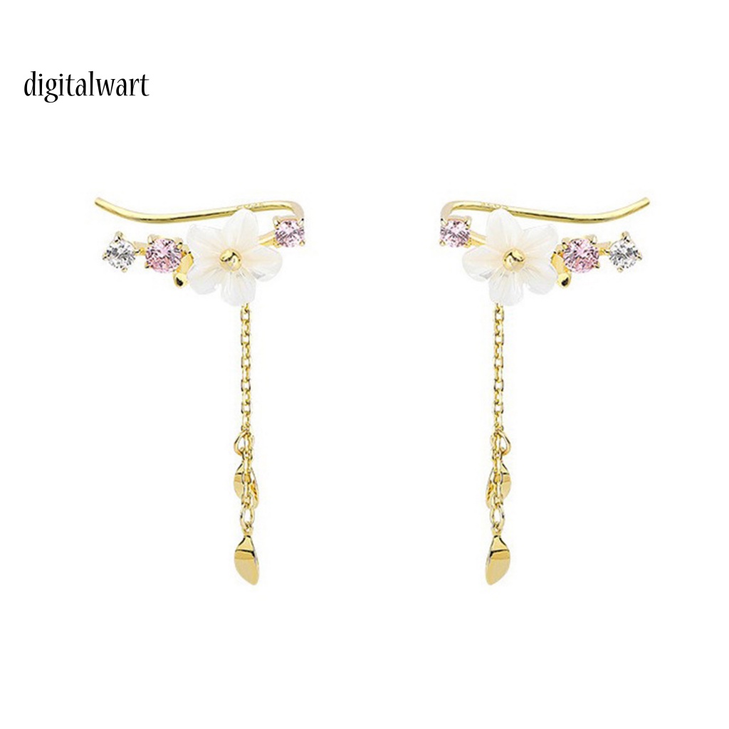 Kỹ Thuật Số| 1 Đôi Bông Tai Hình Hoa / Vỏ Sò Đính Đá Thời Trang Thanh Lịch Dành Cho Nữ