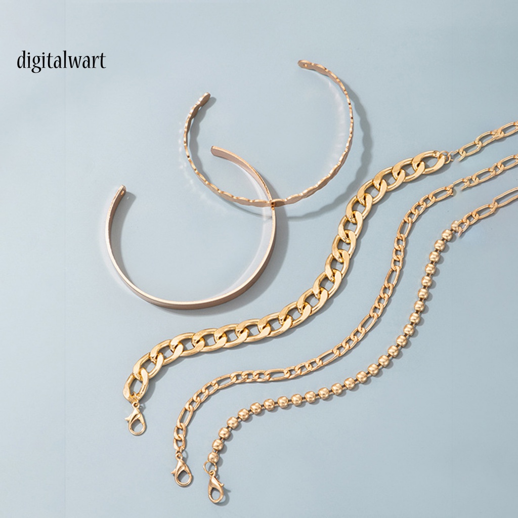 Kỹ Thuật Số| Set 5 Vòng Tay Hợp Kim Kiểu Dáng Hình Học Phong Cách Bohemian Thời Trang Cho Nữ