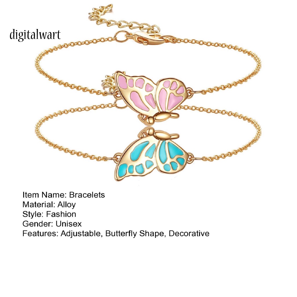 Kỹ Thuật Số| 1 Cặp Vòng Đeo Tay Nối Dài Dây Xích Sáng Điều Chỉnh Được Ngăn Dị Ứng Trang Trí Hình Bướm Dành Cho Cặp