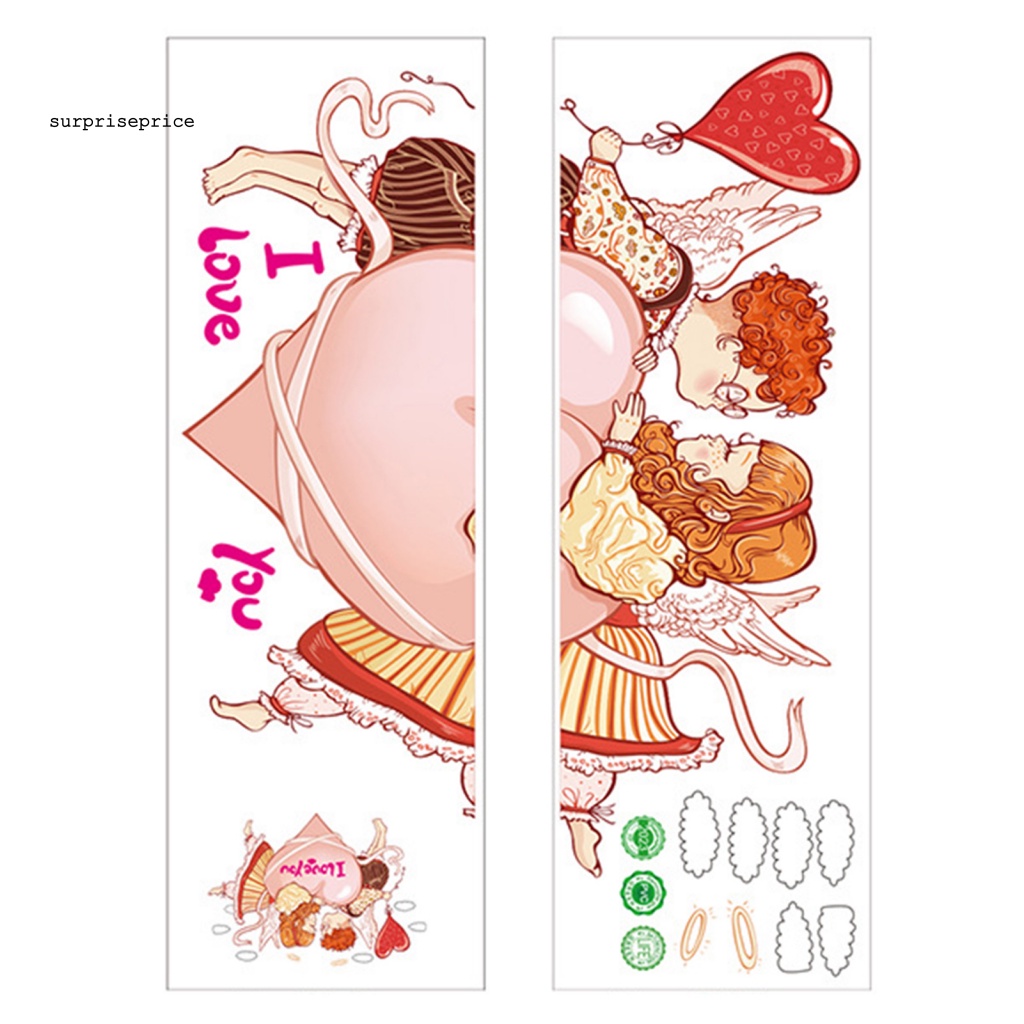 Set 2 Tấm Đề Can Vinyl PVC Dán Tường Họa Tiết Hoạt Hình Nhiều Màu Sắc Lãng Mạn Trang Trí Nhà Cửa