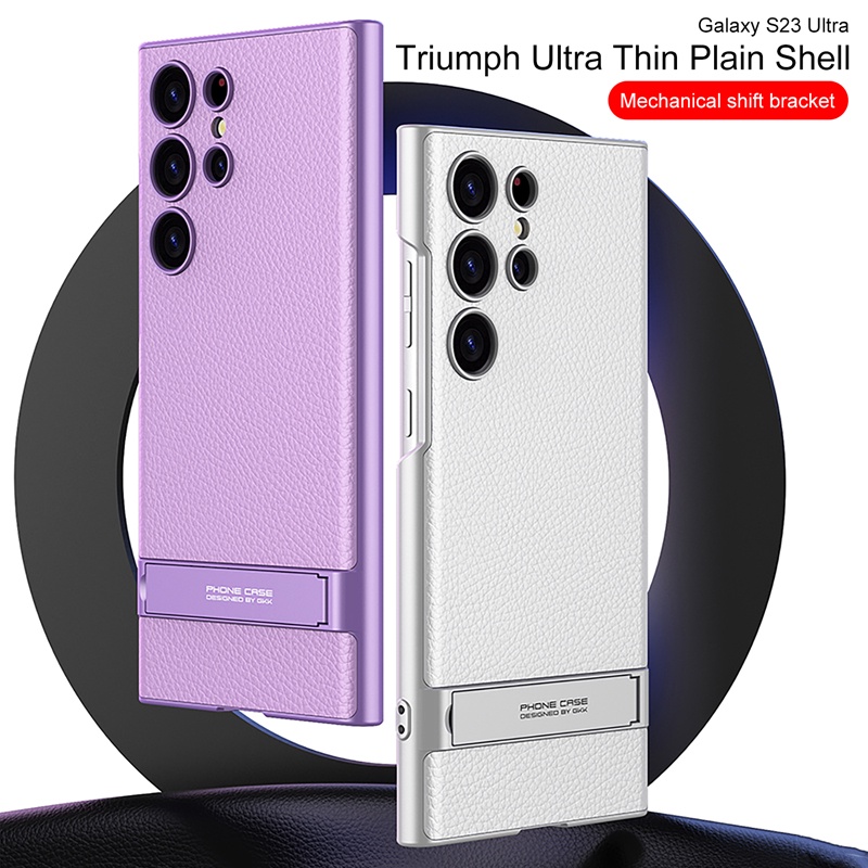 Bao Da Siêu Mỏng Màu Trơn Kèm Giá Đỡ Chuyển Số Sang Trọng Cho Samsung Galaxy S23 Ultra S23 Plus