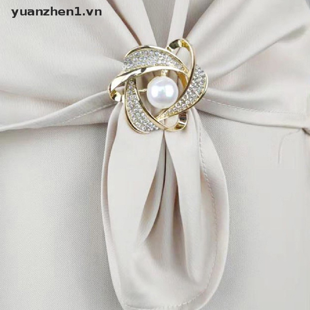 Ghim Cài Khăn Choàng Lụa Đính Đá Hình Hoa Thời Trang