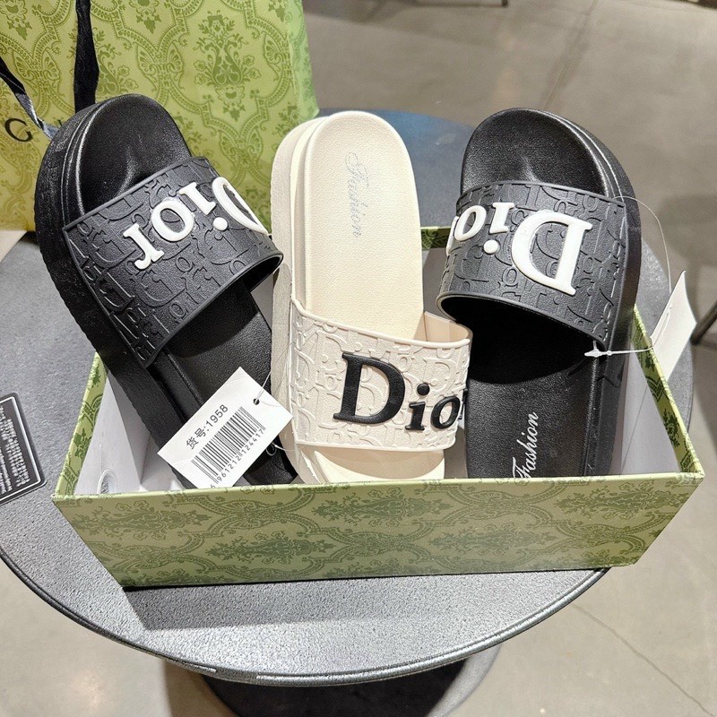 Dép bánh mỳ Fashion đúc nguyên khối cao su chữ DIO đế cao 6cm FDIO TRANGBIHUE TRANGBIHUE