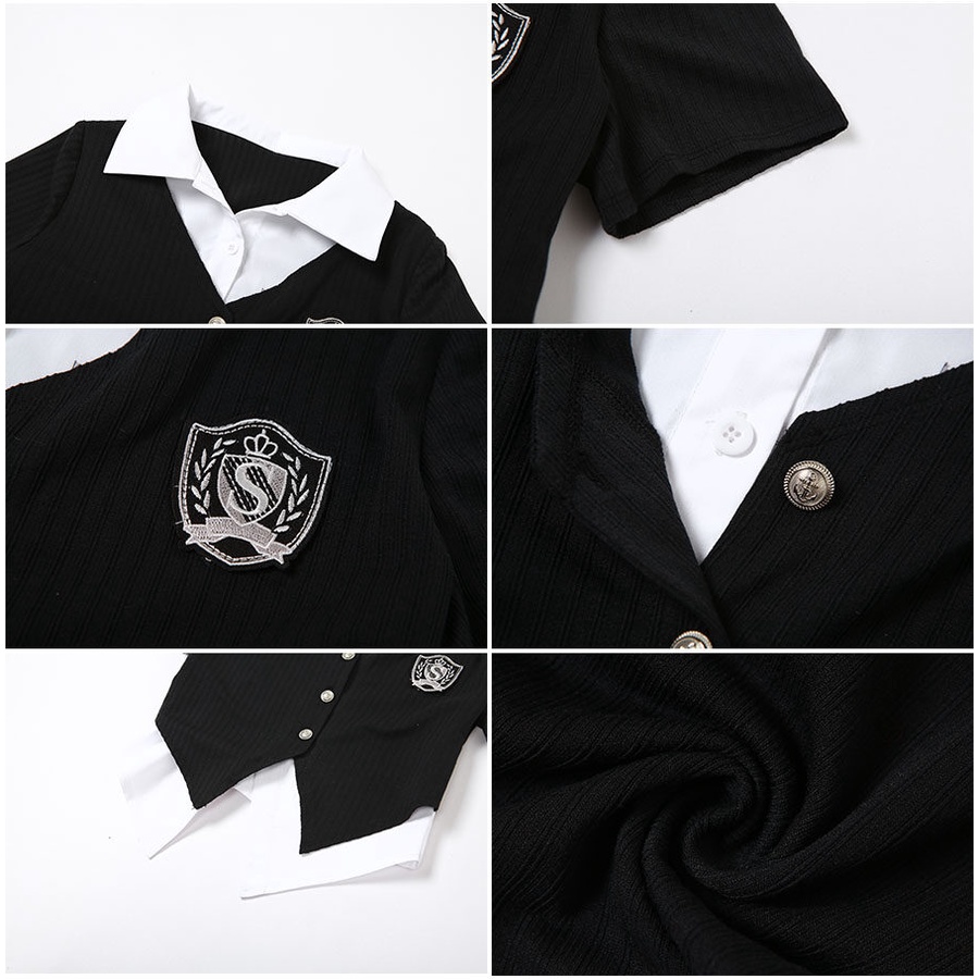 Weird Puss Áo polo Ngắn Tay Phối Màu Tương Phản Thời Trang Mùa Hè Cho Nữ