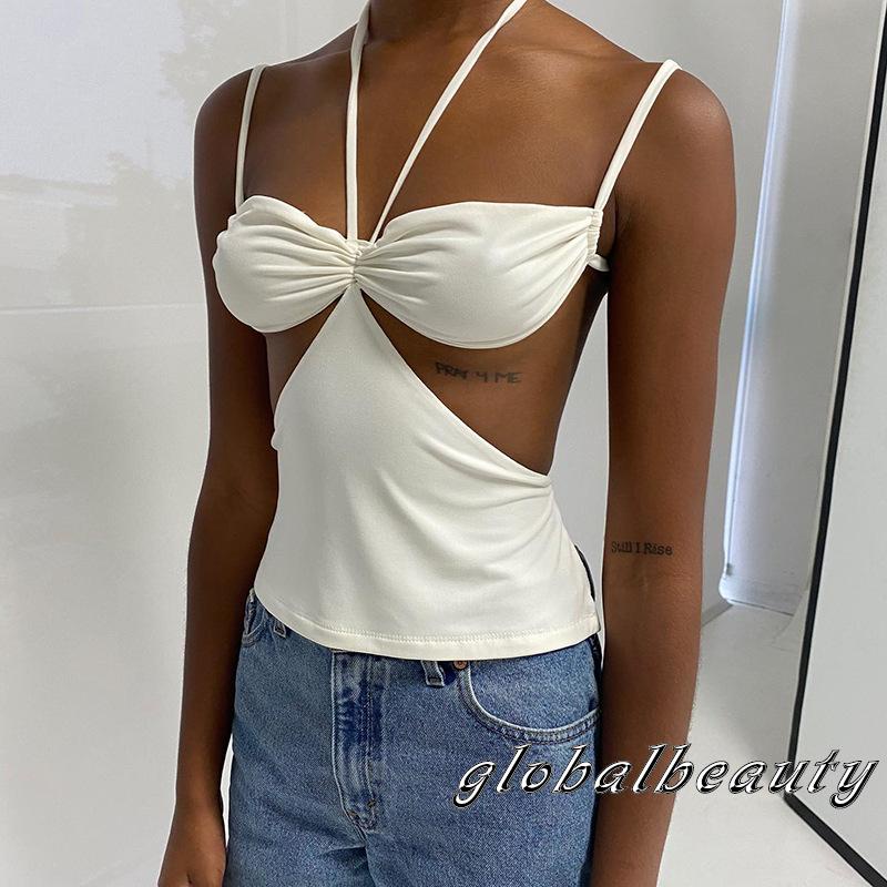 Áo Tank Top Không Tay Hở Lưng Màu Trắng Thời Trang Mùa Hè Cho Nữ