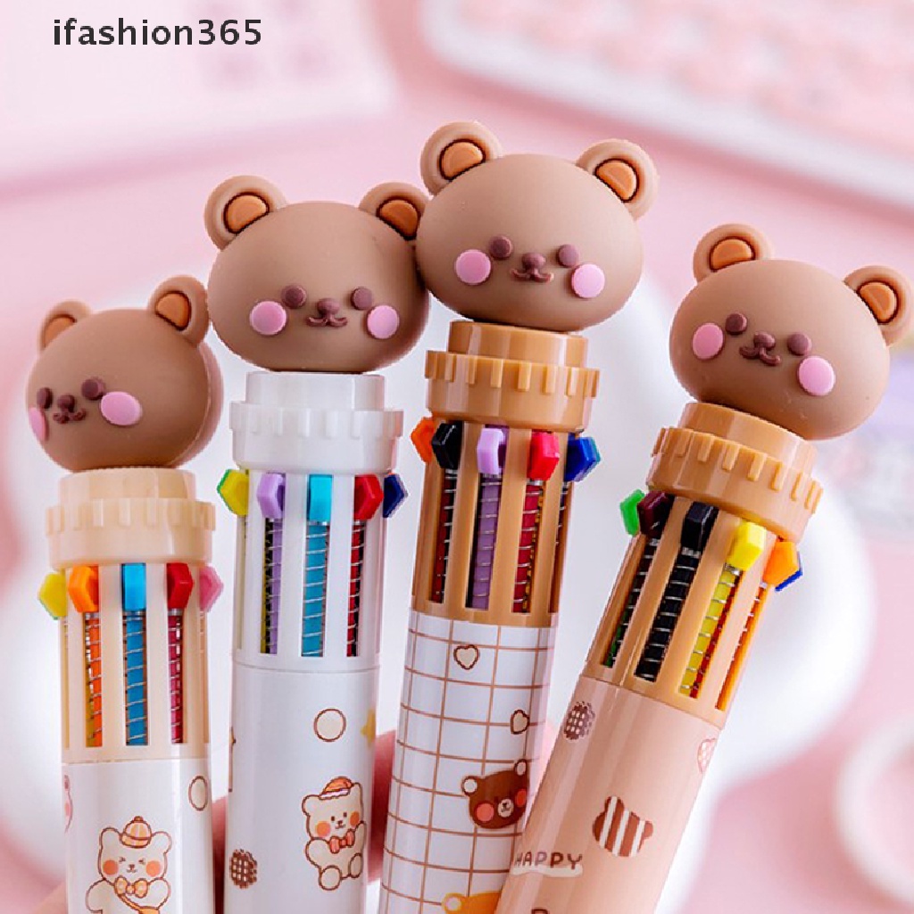 Bút Bi Silicon 10 Màu ifashion365 Hình Gấu Hoạt Hình Đáng Yêu