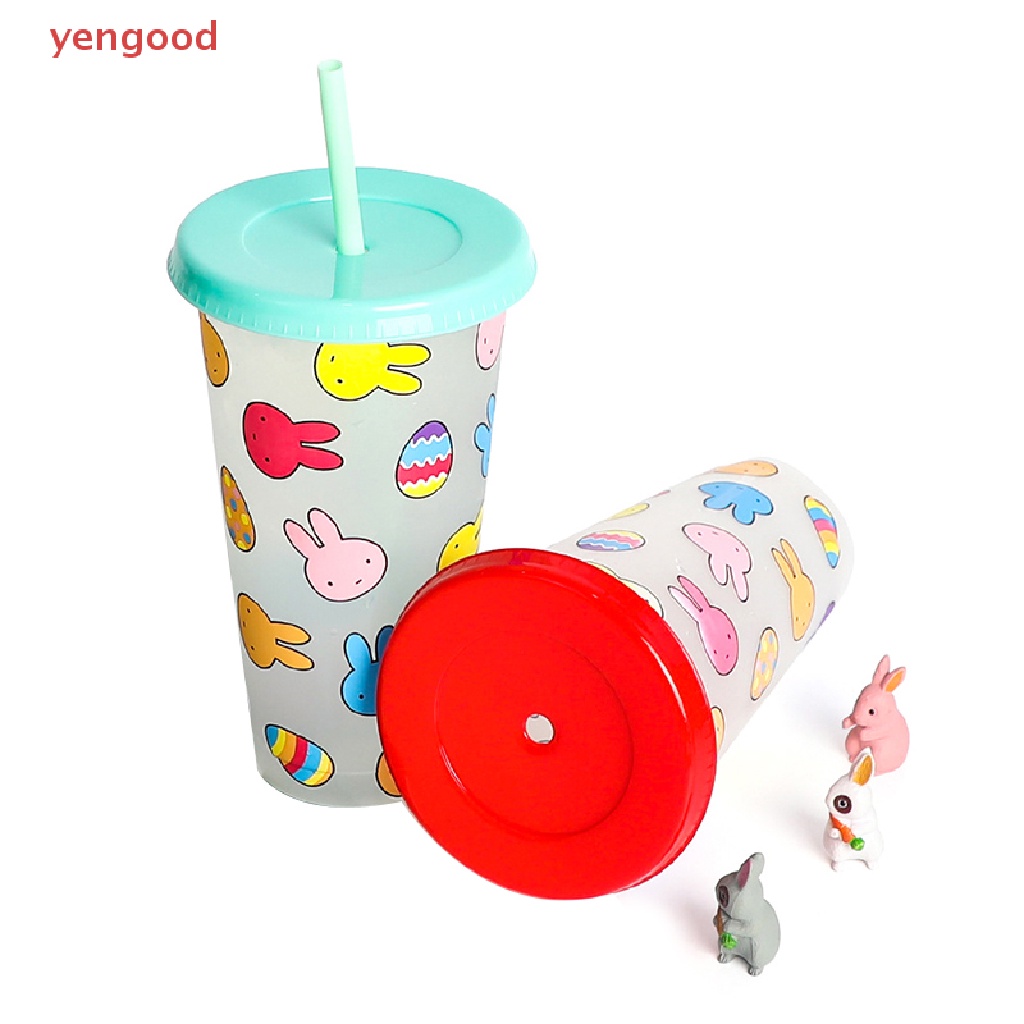 (YGD) Cốc Uống Nước Lạnh Bằng Nhựa Thay Đổi Màu Sắc Có Nắp Đậy Cho Tiệc Năm Mới
