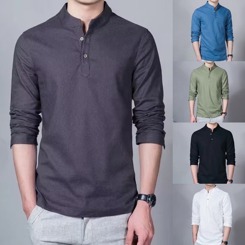 Áo Sơ Mi cotton Lanh Tay Lửng Thông Minh Lelaki Baju Berkola XXXL Trang Trọng Cho Nam
