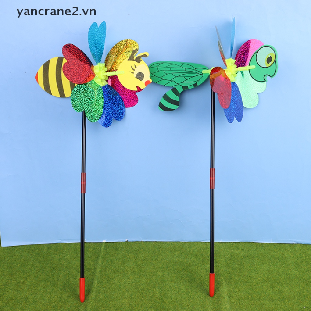 {YAN2} Chong Chóng Gió Con Quay Hình Ong Đính Kim Sa Trang Trí Sân Vườn Nhà Cửa {yancrane2.vn}
