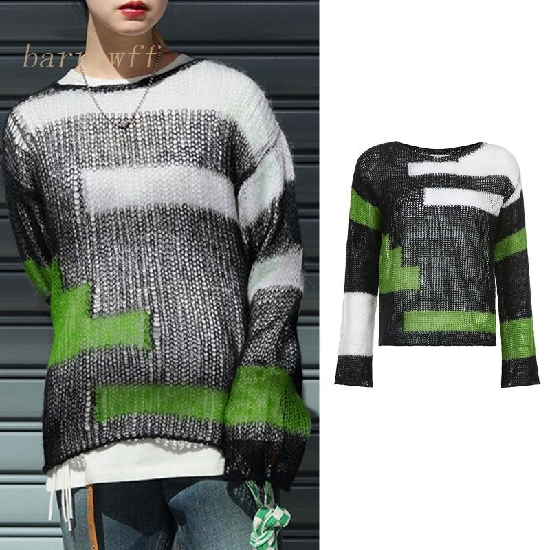 Áo Thun Nữ Dệt Kim Tay Dài Khoét Lỗ Thời Trang