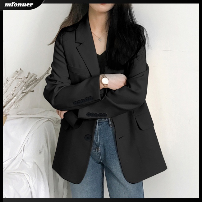 Áo Khoác Tay Dài Dáng Rộng Màu Sắc Thời Trang Cho Nữ