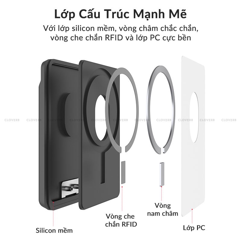 Ví Đựng Thẻ Nam Châm Từ Tính Siêu Mỏng Ahastyle Wish Tích Hợp Giá Đỡ Có Thể Gấp Gọn Cho Điện Thoại Cloverb