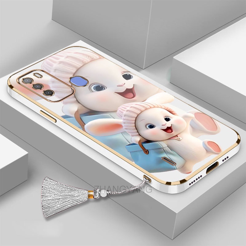 ốp lưng itel Vision 1 Pro Silicon Viền Thẳng Họa Tiết Chú Thỏ Nhiều Màu Dễ Thương Kèm Dây Đeo Cho it