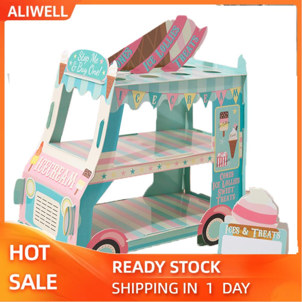 Aliwell Cartoon Car Cake Stand Dessert Table DIY Disposable Paper Wedding Birthday Party Decoration 37x20x34
