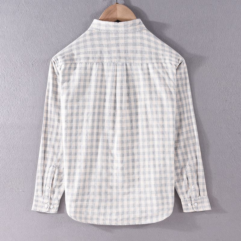 Áo Khoác Sơ Mi Caro Tay Dài Dáng Rộng Trẻ Trung Phong Cách Retro Nhật Bản Cho Nam